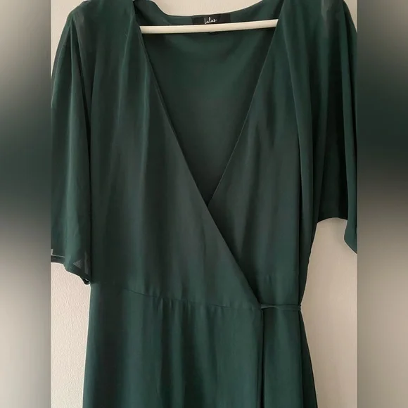 Romantic Energy Emerald Green Flutter Sleeve Maxi Wrap Dress - Picture 9 of 11